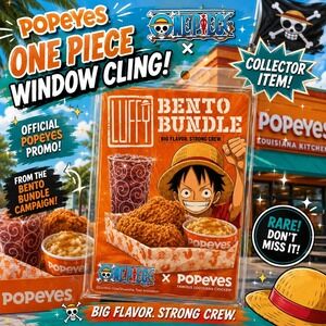 Popeyes One Piece Luffy Bundle Promo Window Cling Collectible Restaurant Display